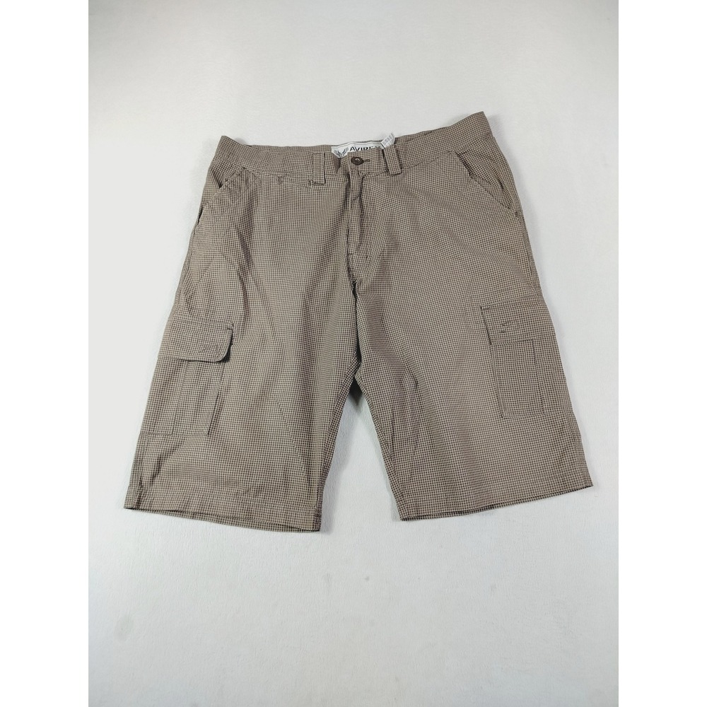 Avirex Cargo Shorts Mens 38 Brown‎ Check Y2K Streetwear Tactical Urban Hiphop